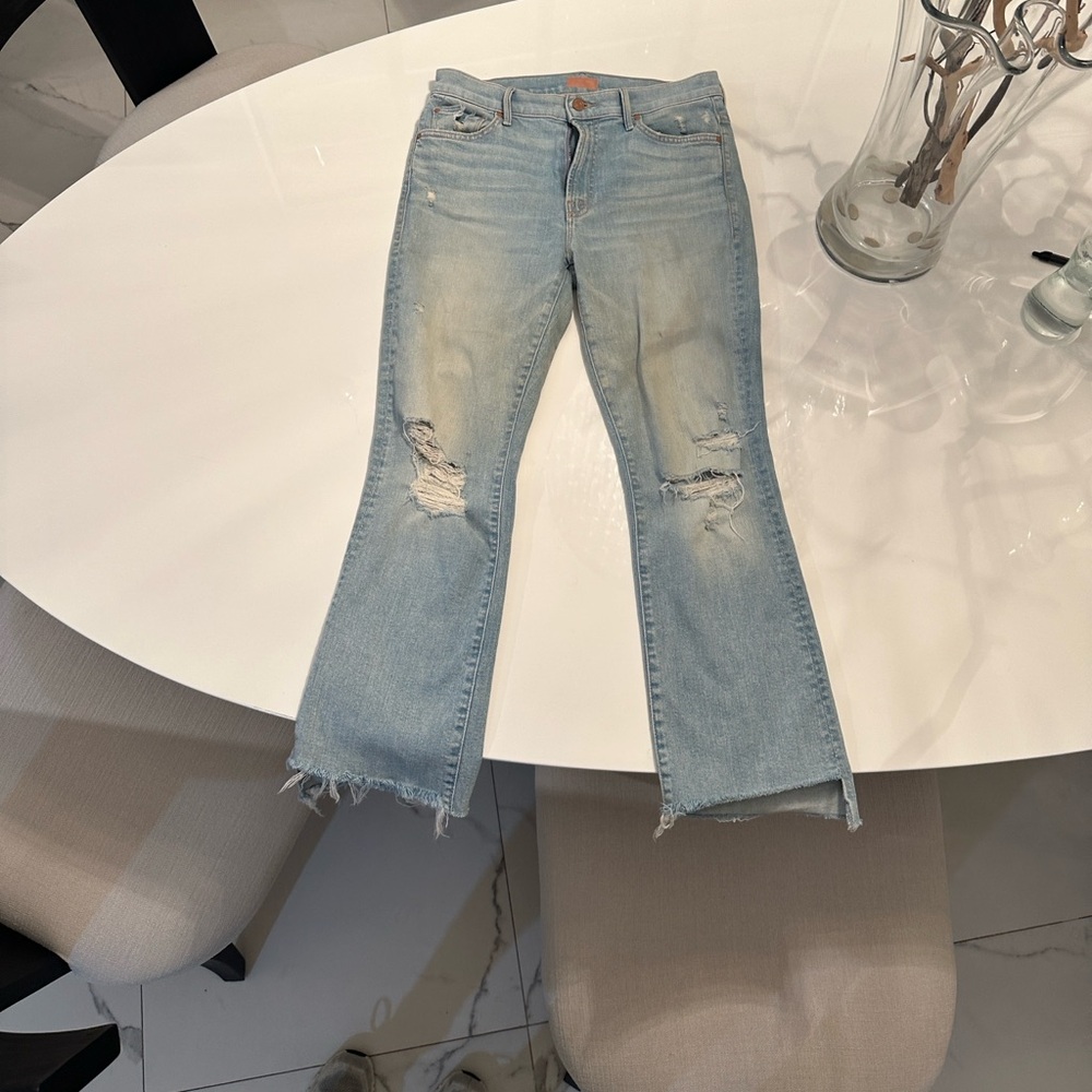 Mother Jeans the insider crop step fray ripped jeans